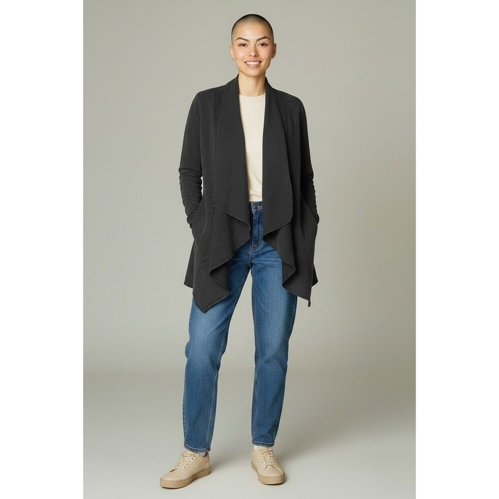 Testimony Los Angeles womens french terry stretch black flowy jacket Medium USA
